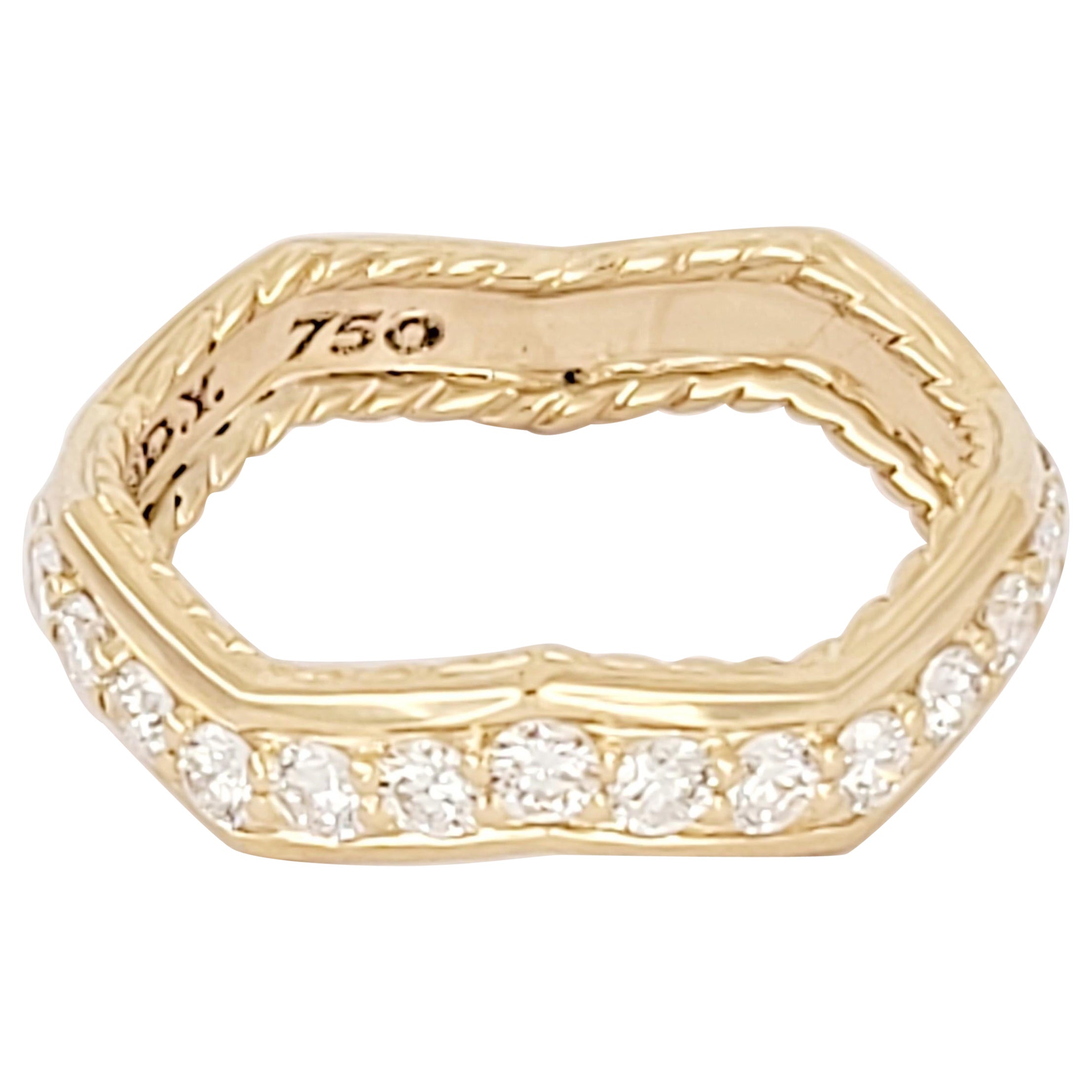 Zig Zag Stax Ring 18K Yellow Gold with Diamonds, 5mm For Sale