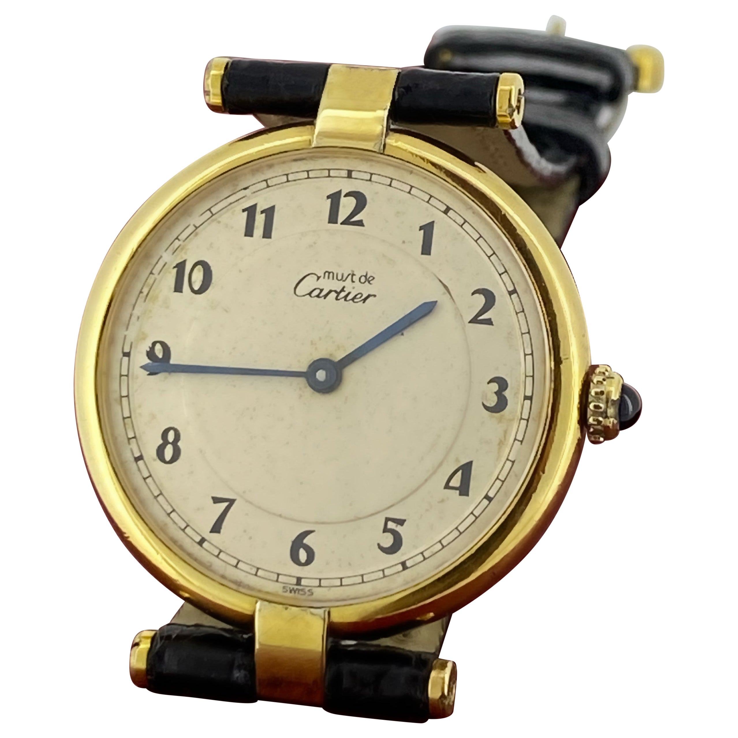 Vintage Cartier "Must de Cartier" Ronde Vermeil Quartz 30mm Gents' Watch, c90's. For Sale