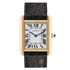 Cartier Tank Solo Yellow Gold Steel Silver Dial Ladies Watch W5200002 Papers