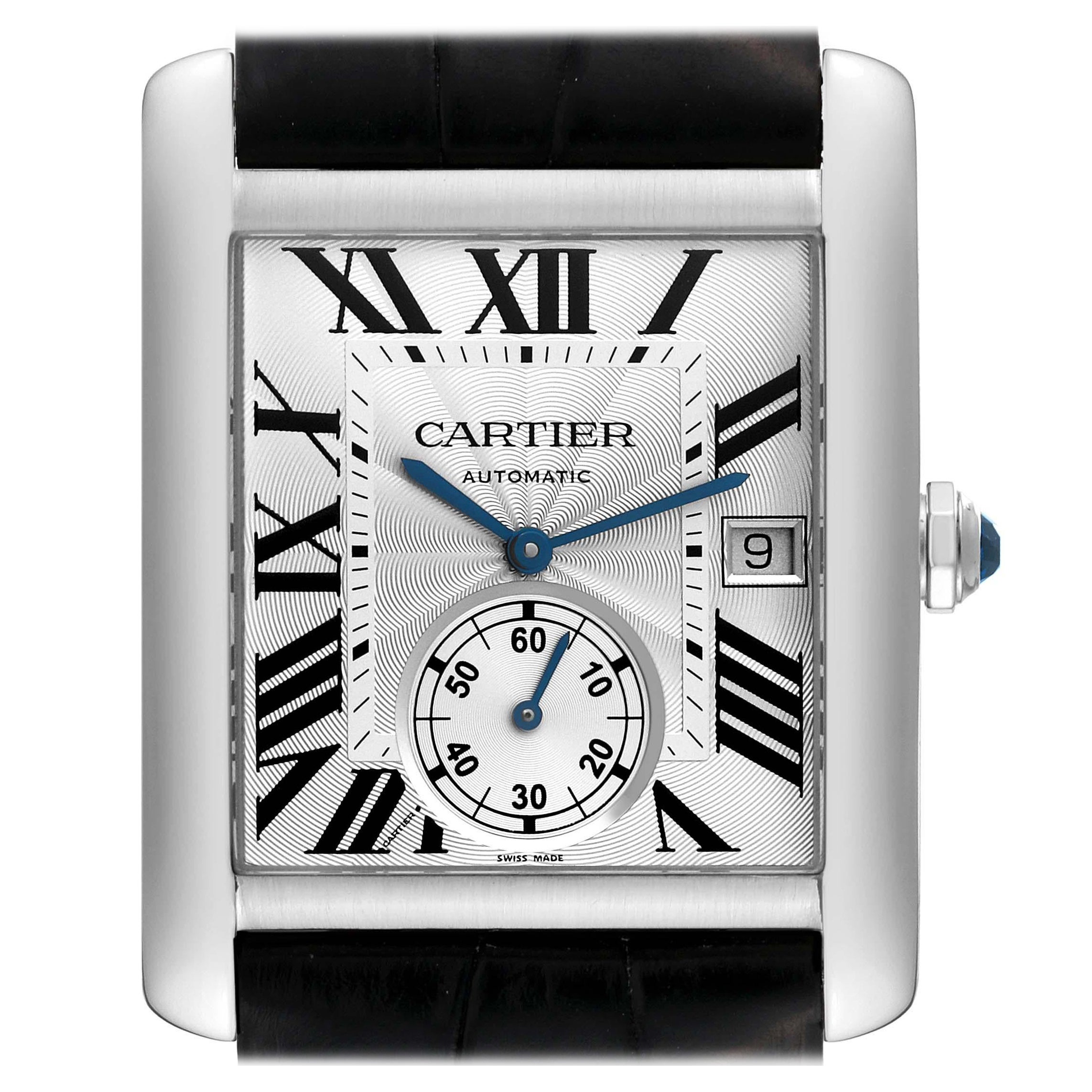 Cartier Tank MC Silver Dial Steel Mens Watch W5330003