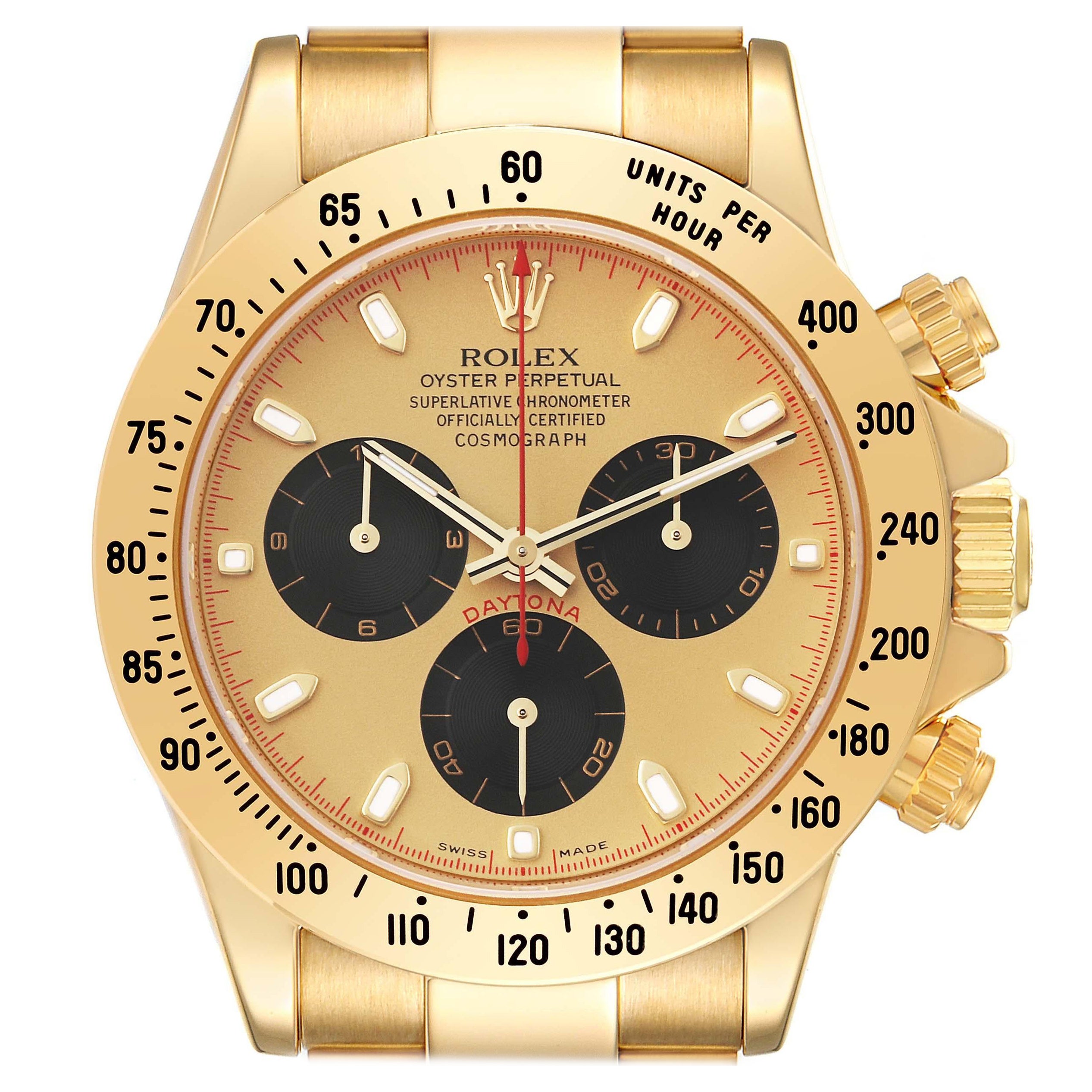 Rolex Daytona Yellow Gold Champagne Dial Mens Watch 116528 Box Papers