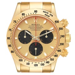 Used Rolex Daytona Yellow Gold Champagne Dial Mens Watch 116528 Box Papers