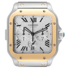 Cartier Montre Santos XL chronographe en acier et or jaune pour hommes W2SA0008 avec carte de visite