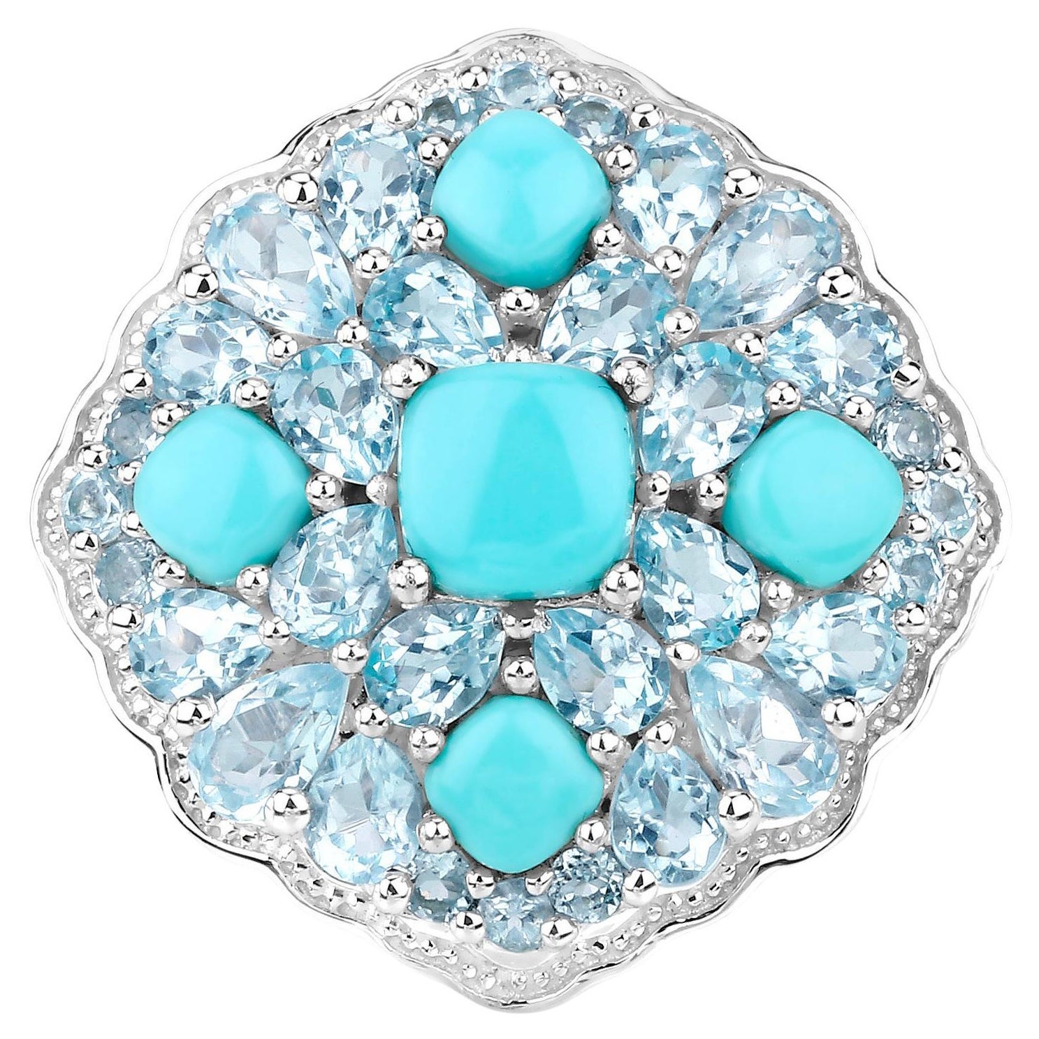 Blue Cocktail Ring Turquoise Blue Topaz 6.2 Carats For Sale