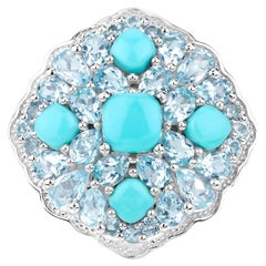 Blue Cocktail Ring Turquoise Blue Topaz 6.2 Carats