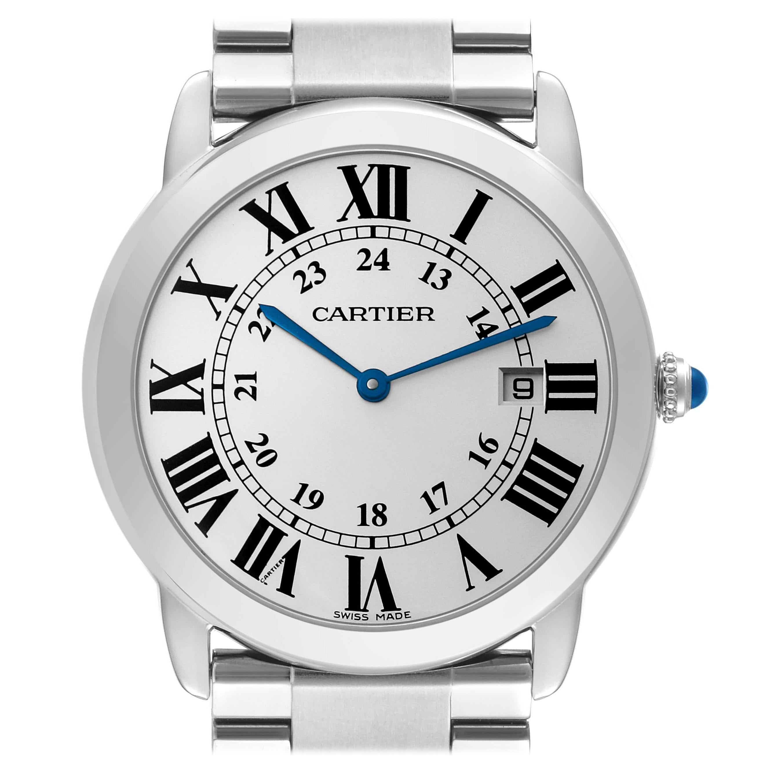 Cartier Ronde Solo Grande montre pour hommes 36 mm en acier W6701005 en vente