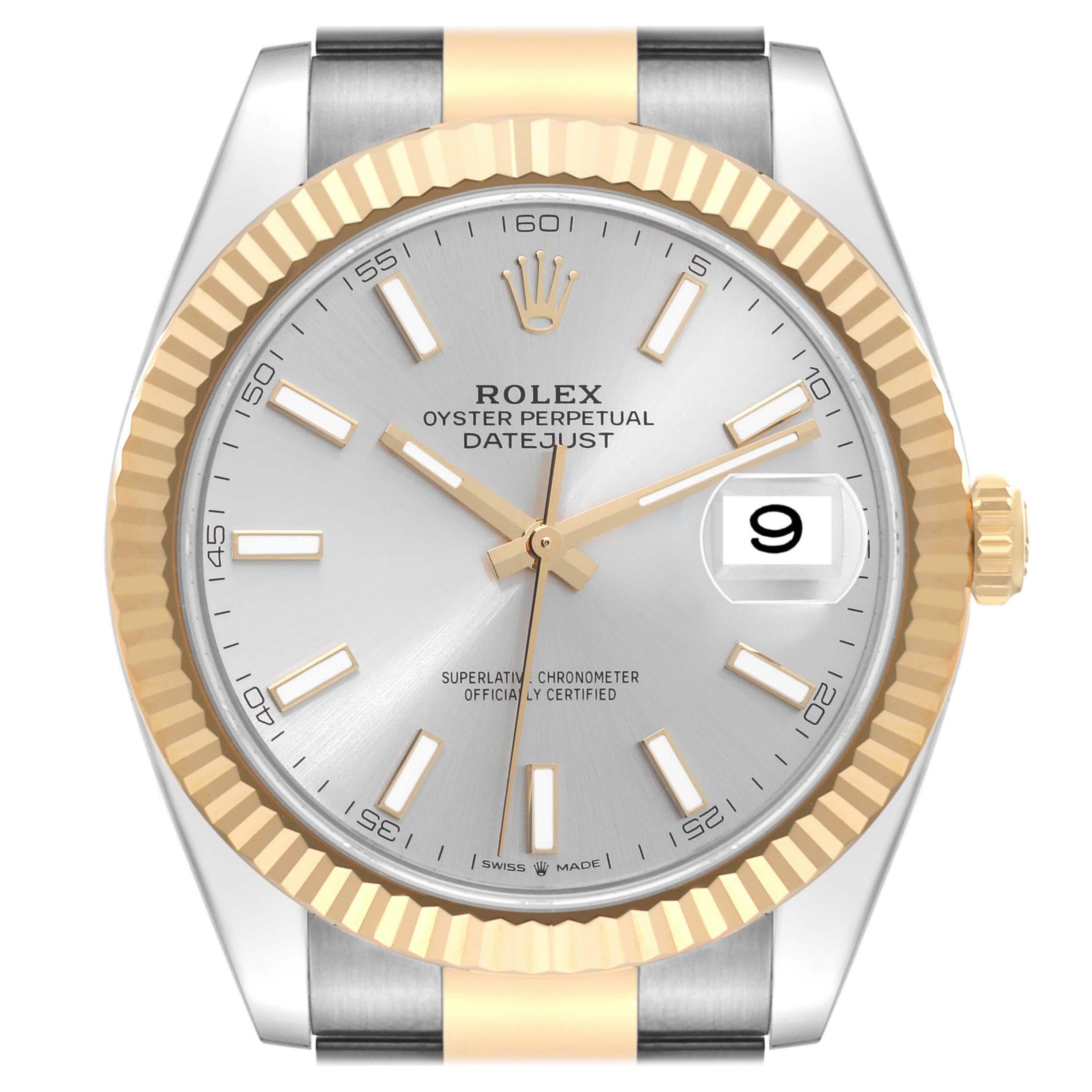 Rolex Montre Datejust 41 en acier, or jaune et cadran argenté pour hommes 126333 non portée en vente