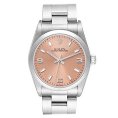 Rolex Oyster Perpetual Montre Midsize Salmon Dial Steel Ladies Montre 77080 Boîte et papiers d'origine