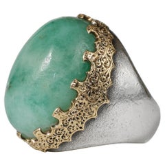 Retro 1960s Mario Buccellati ring with 39 carat jade nephrite
