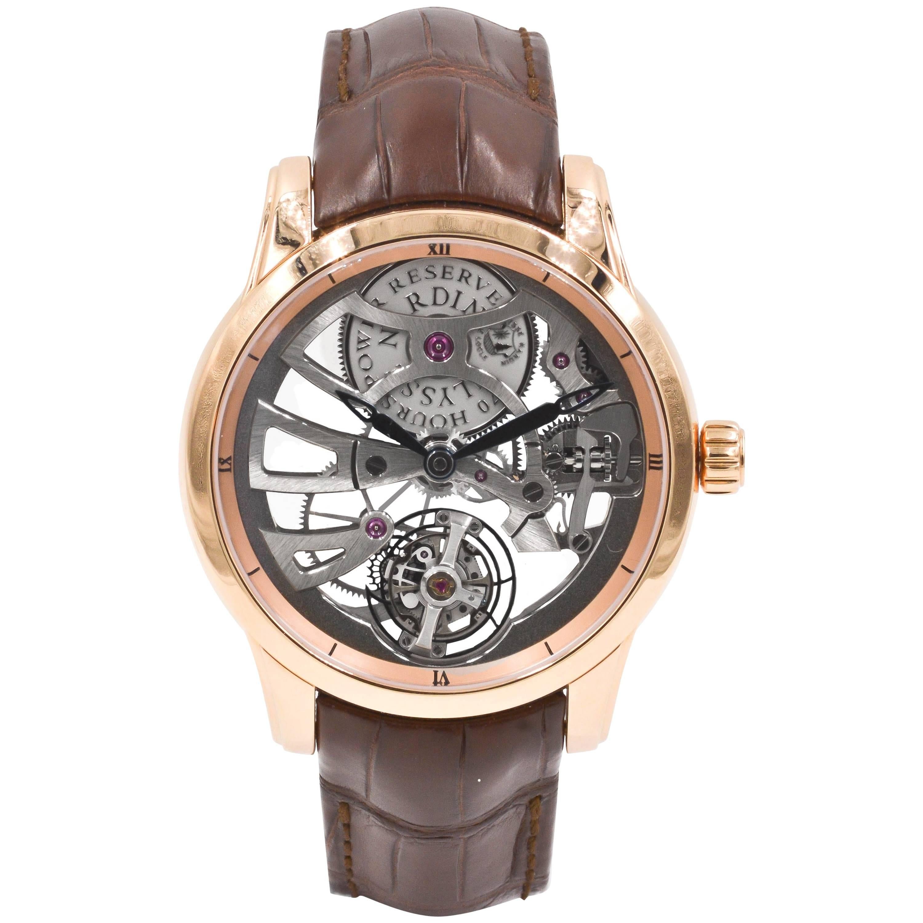 Ulysse Nardin Rose Gold Skeleton Tourbillon Wristwatch