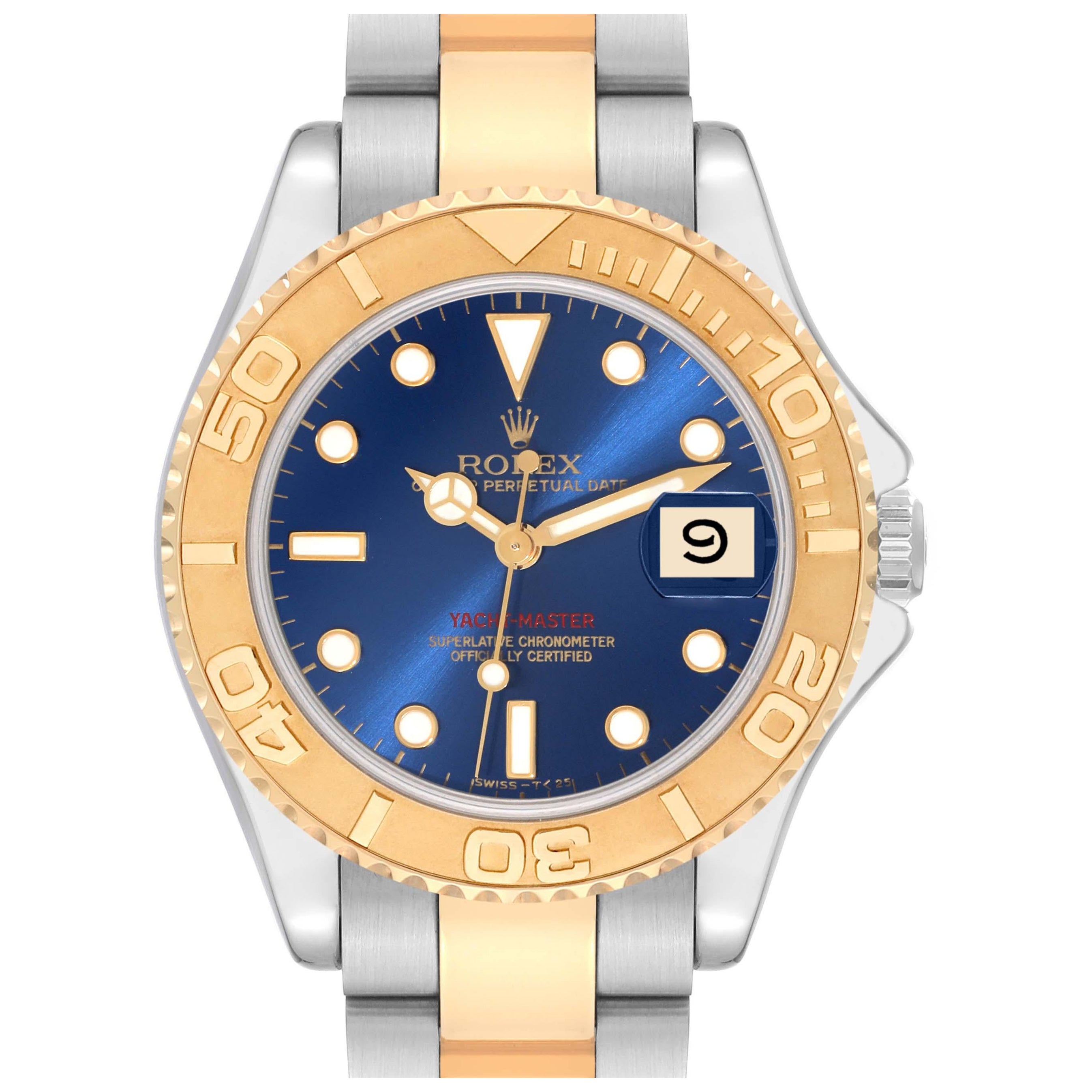 Rolex Yachtmaster Midsize Blue Dial Steel Yellow Gold Mens Watch 68623