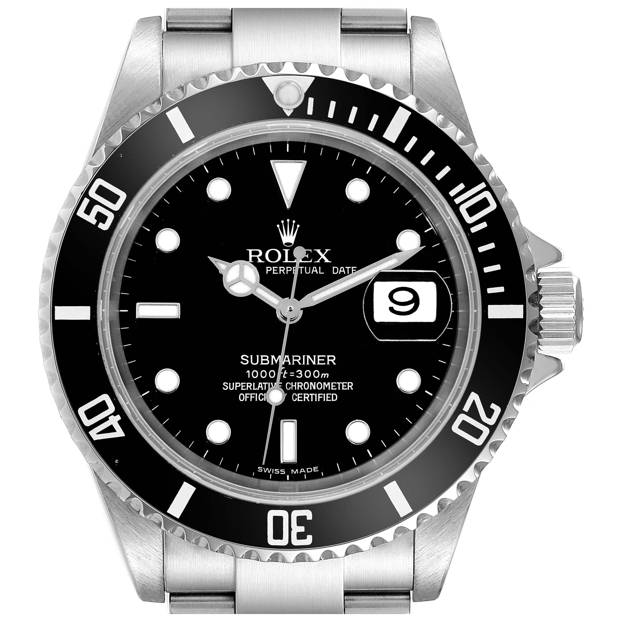 Rolex Submariner Date Black Dial Steel Mens Watch 16610