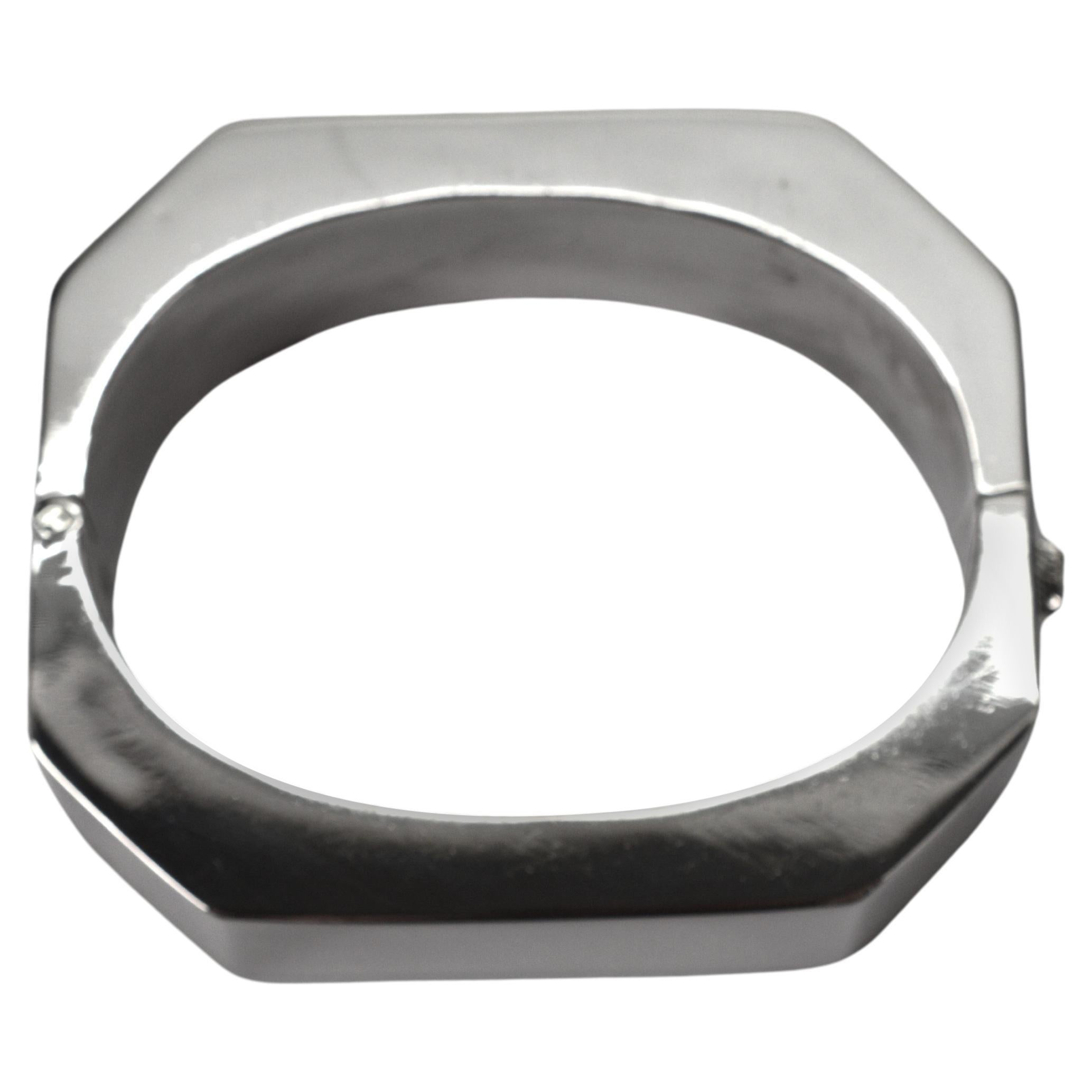 Octagon Sterling Silver Bangle Bracelet For Sale