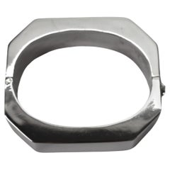 Retro Octagon Sterling Silver Bangle Bracelet
