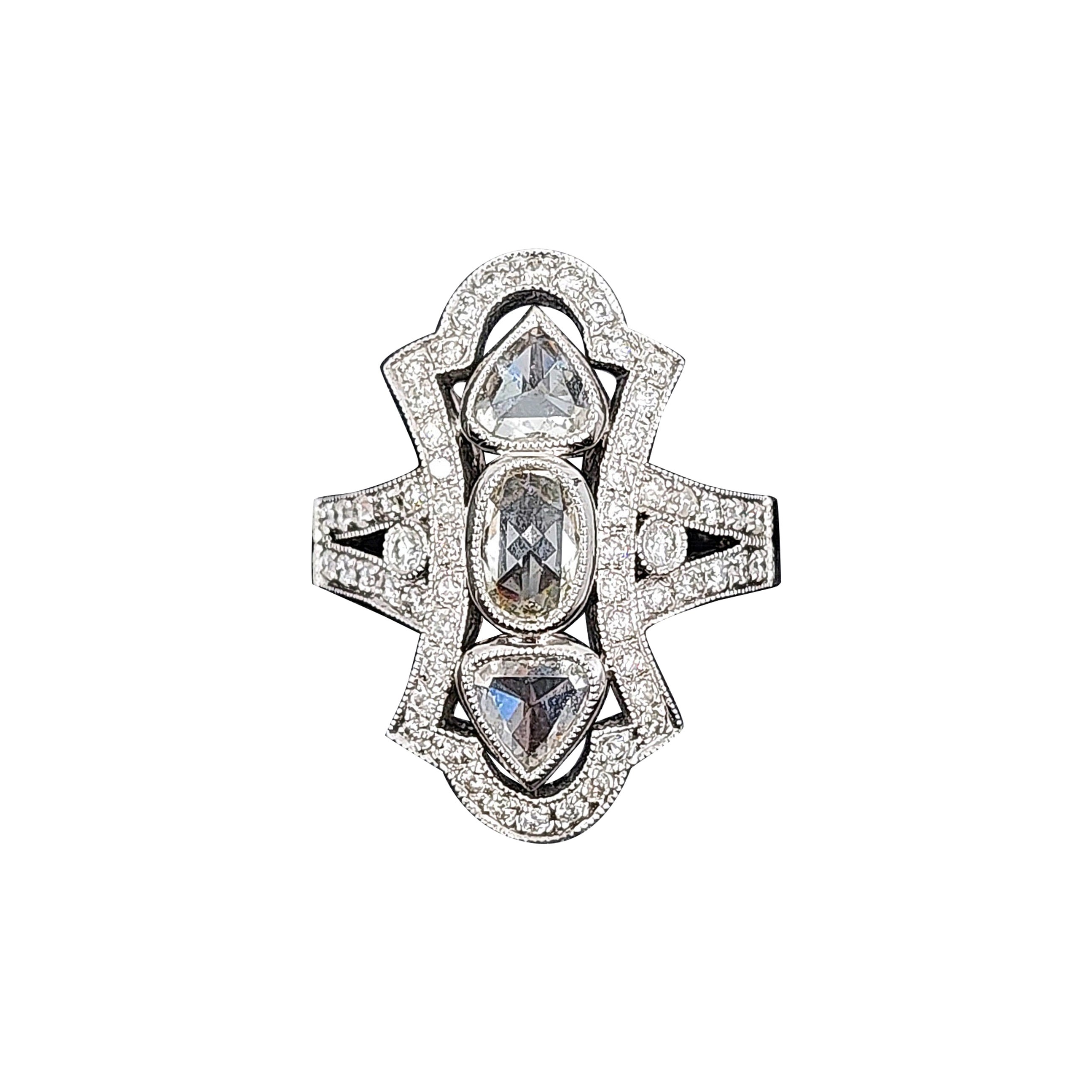 1.89 ct Rose Cut Diamond Ring For Sale