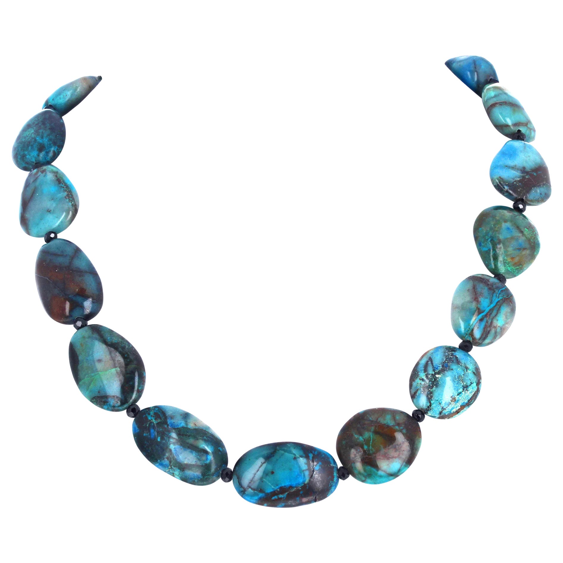 AJD Fascinating Natural Real Azurite 19" Long Necklace For Sale
