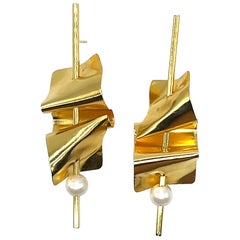 Suzy - Boucles d'oreilles pendantes plaquées or 14k