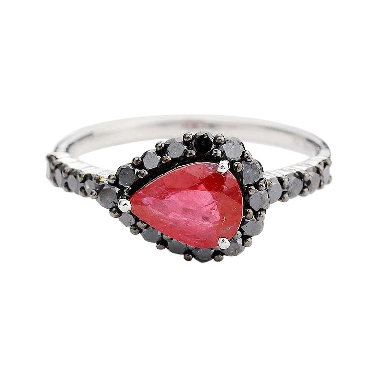 For Sale:  Hera Firey Ruby-1 Tear Black Diamond Ring