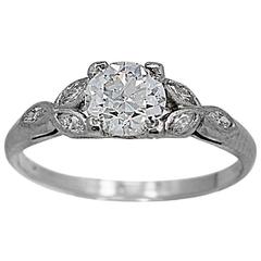 Art Deco Dazzling .75 Carat Antique Diamond Platinum Engagement Ring