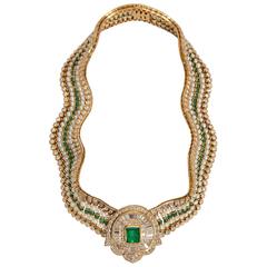 Exquisite Emerald Diamond and Pearl Necklace 5