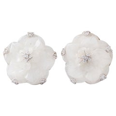 Flower Diamond White Gold Earrings