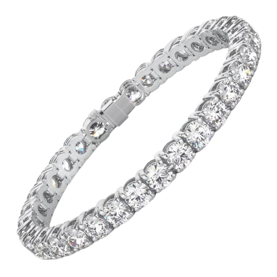 5.50 Carat Round Cut Diamond White Gold Bracelet F VS en vente