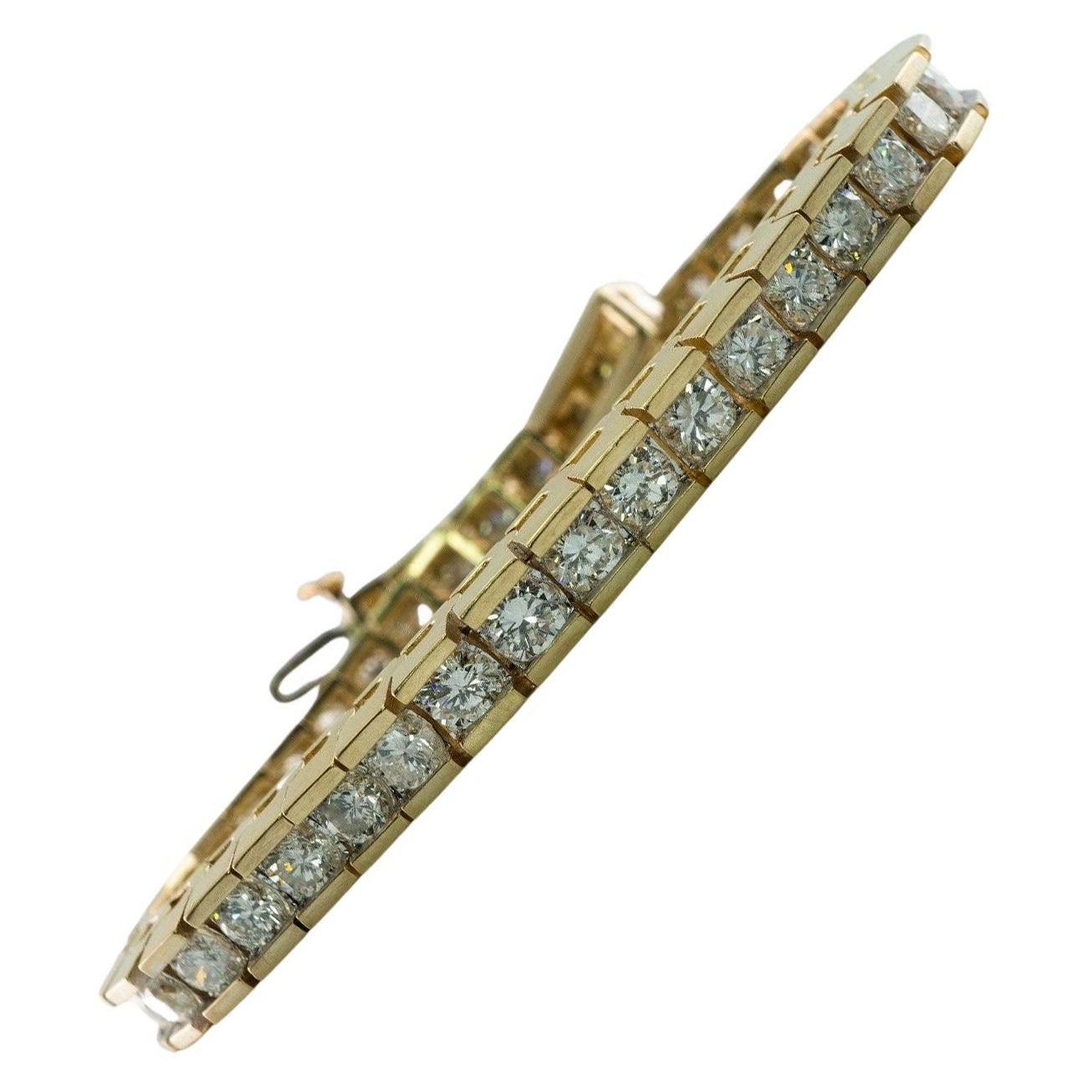 Natural Diamond Tennis Bracelet 14K Gold 7.35 ctw 7" Long