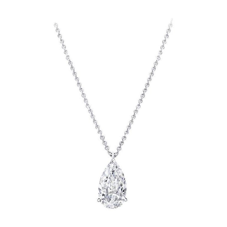 GIA Certified 4 Carat Pear Cut Diamond Pendant Necklace VS1 Clarity F Color