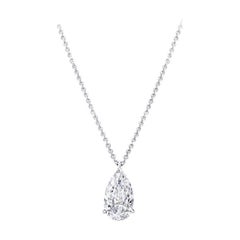 GIA Certified 4 Carat Pear Cut Diamond Pendant Necklace VS1 Clarity F Color