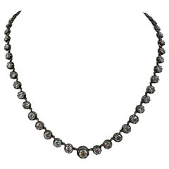 Collier Riviera en or et argent avec diamants taille ancienne