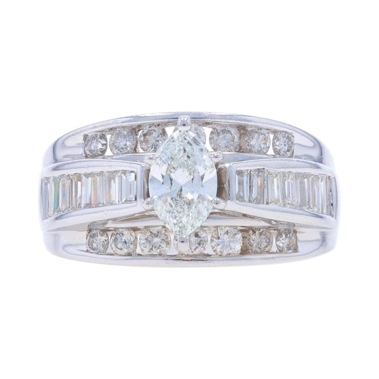 Verlobungsring aus Weißgold mit Diamanten, All-In-One - 14k Marquise 1,65ctw Hochzeit Gr.9