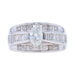 Verlobungsring aus Weißgold mit Diamanten, All-In-One - 14k Marquise 1,65ctw Hochzeit Gr.9
