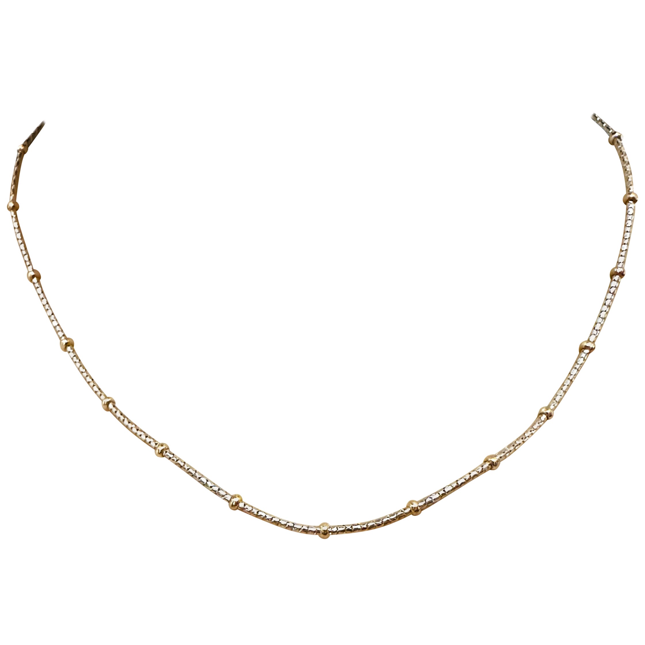 Kitsinian 14k White Gold with 14K Yellow Gold Beaded Necklace 16" - Stamped