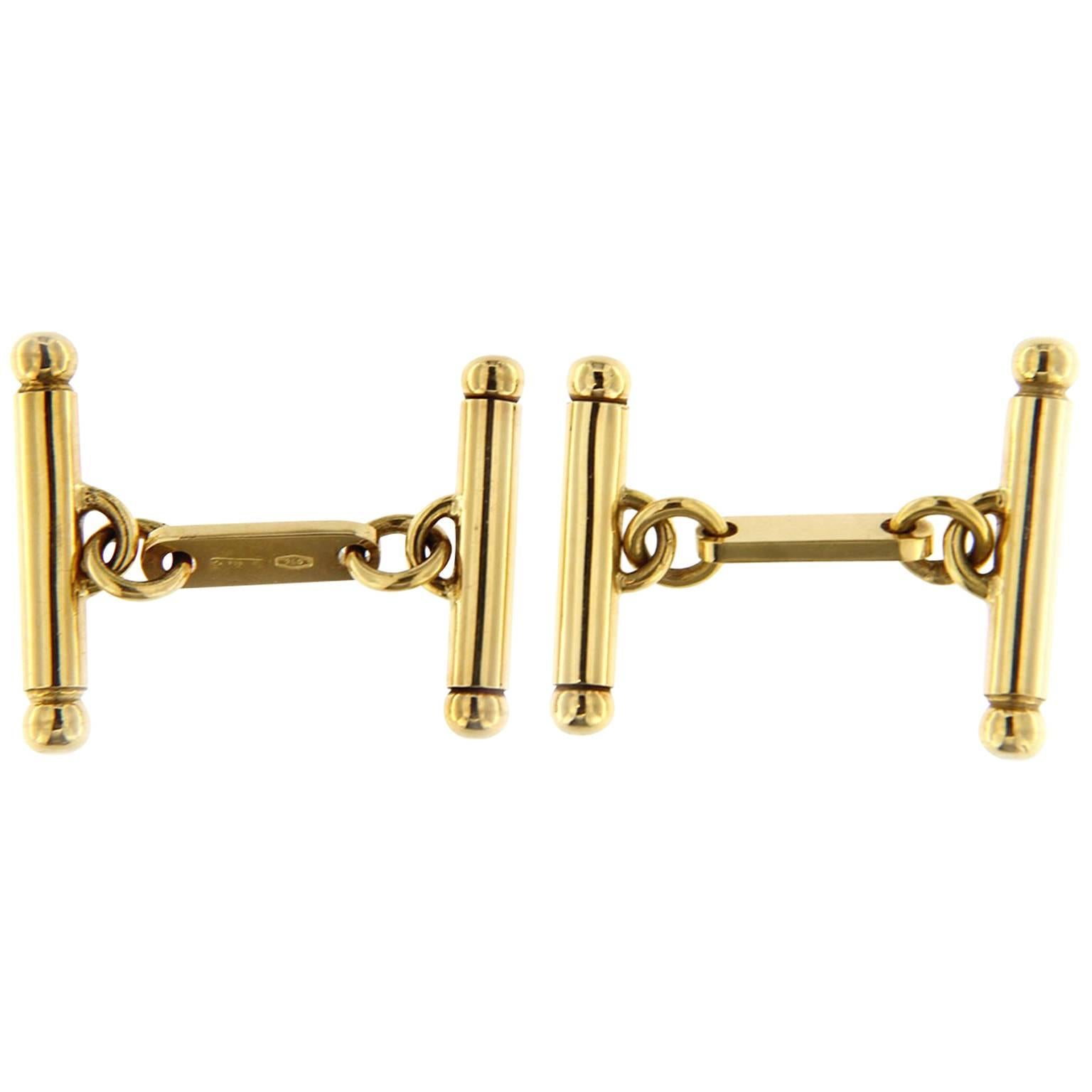 Jona 18 Karat Yellow Gold Bar Cufflinks