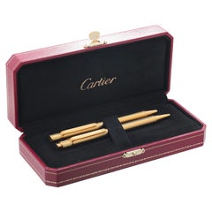 Used Must De Cartier Gold Writing instruments Ballpoint Pen and Mechanical Pencil Set