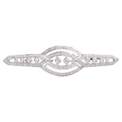 Vintage Art Deco Style Diamond Brooch in 18 Karat White Gold