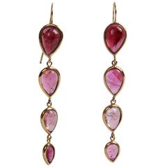 Pink Tourmaline Cabochon Pear Shape Pendant Earrings Created by Marion Jeantet 12
