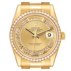 Rolex Day Date President Yellow Gold Myriad Diamond Dial Bezel Watch 118348