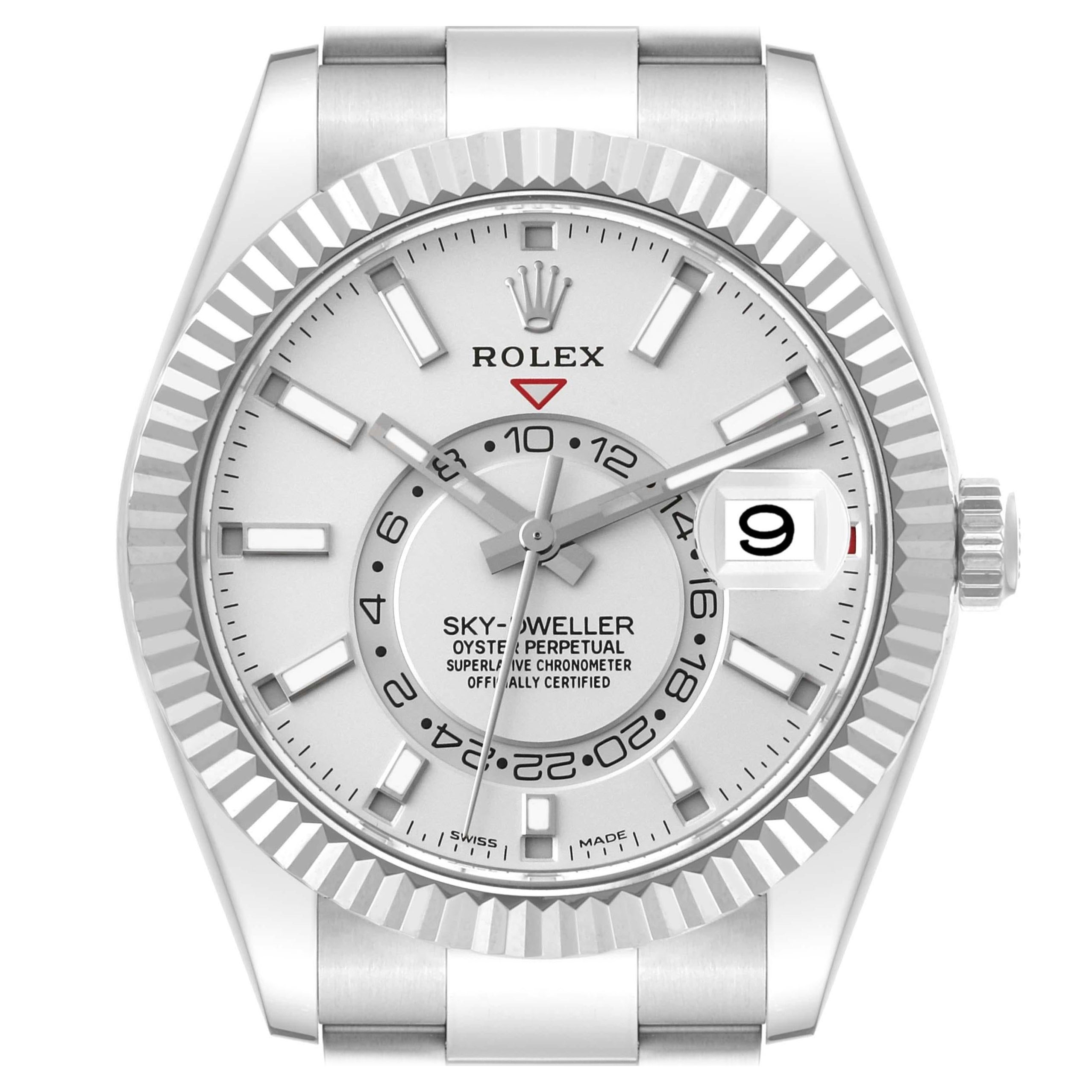 Rolex Sky-Dweller Steel White Gold Mens Watch 326934 Box Card For Sale
