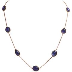 Tanzanite Cabochons and Gold Necklace by Marion Jeantet 1
