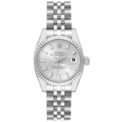 Rolex Datejust Steel White Gold Silver Dial Ladies Watch 179174 Box Papers