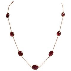 Pink Tourmaline Cabochons and Gold Necklace Created by Marion Jeantet 9