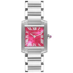 Cartier Tank Francaise Raspberry Dial LE Steel Ladies Watch W51030Q3
