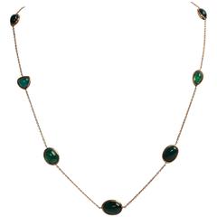 Green Tourmaline Cabochons and Yellow Gold Necklace by Marion Jeantet 2
