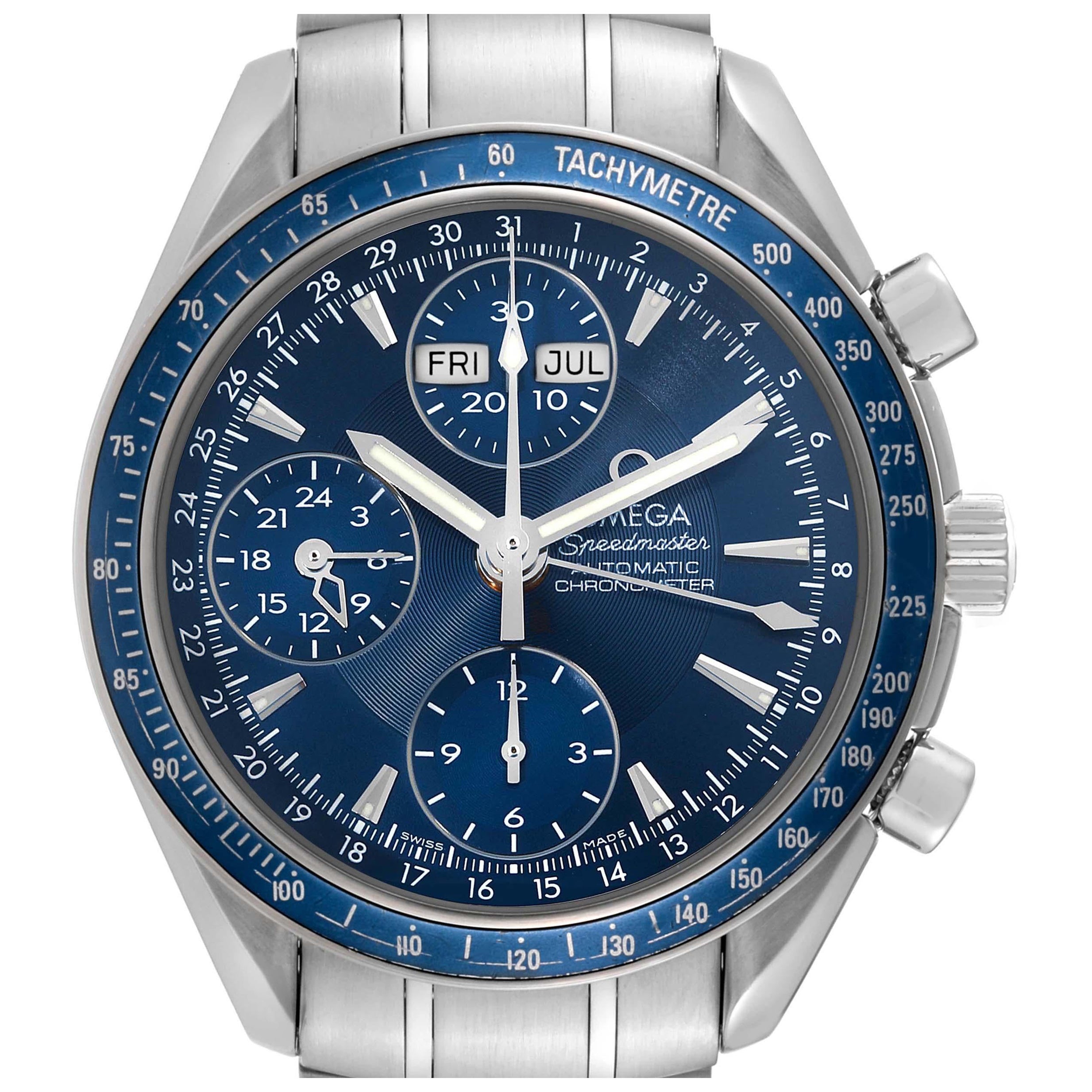 Omega Speedmaster Montre pour hommes avec cadran bleu et chronographe en acier, 3222.80.00 en vente