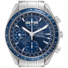 Omega Speedmaster Day Date Blue Dial Chronograph Steel Mens Watch 3222.80.00