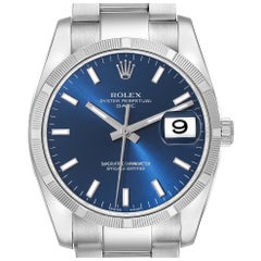 Rolex Montre automatique pour hommes Date Steel Blue Dial Oyster Bracelet 115210