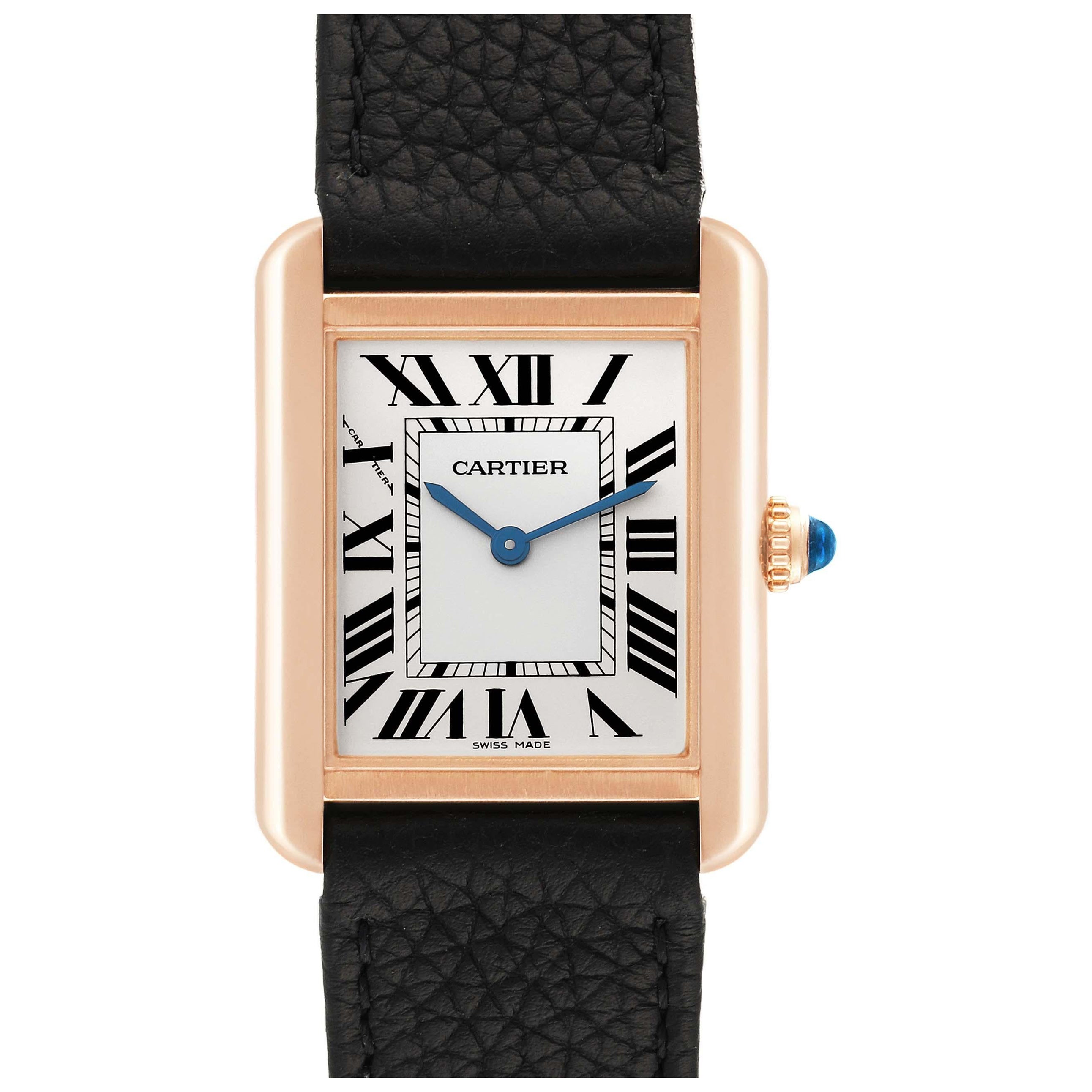 Cartier Tank Solo Silver Dial Rose Gold Steel Ladies Watch W5200024 Card For Sale