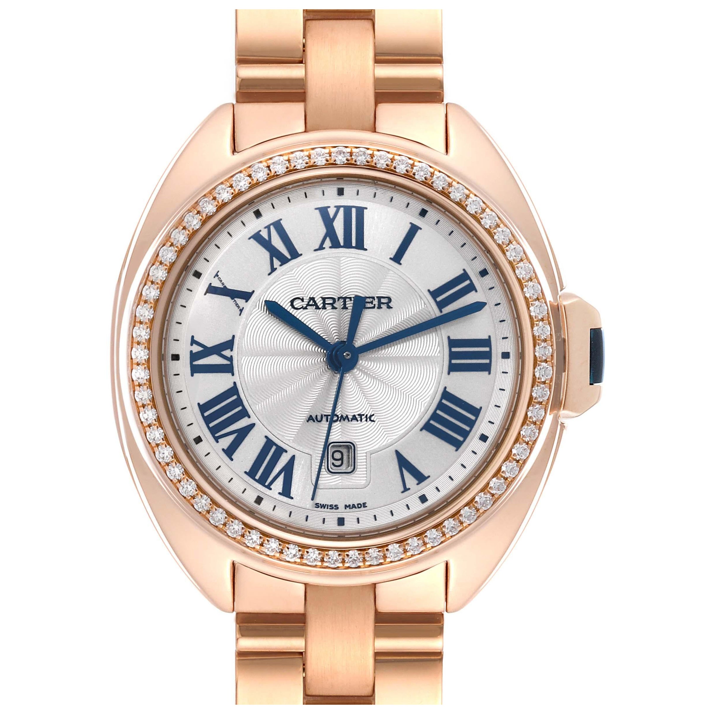 Cartier Cle Rose Gold Diamond Automatic Ladies Watch WJCL0003 Papers