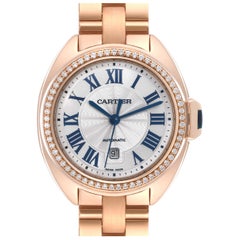 Cartier Cle Roségold Diamant Automatik-Damenuhr WJCL0003 Papiere